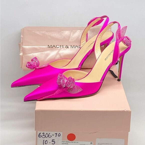 Mach & Mach Wonder Tulip 95MM Silk & Crystal Slingback Pumps size 40.5 - Picture 13 of 15